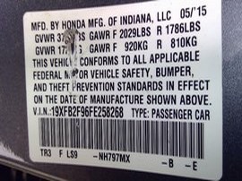 2015 CIVIC GRAY EX-L 1.8 AT  A24034